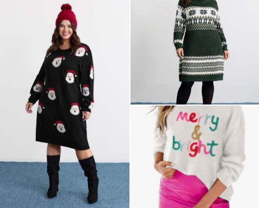Plus size Christmas sweaters cover photo collage