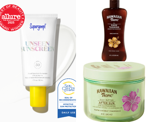 Summer tanning products☀️ cover photo collage