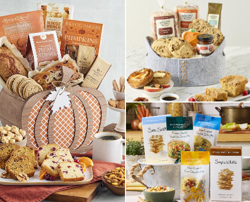 Festive and Novel Fall Gift Baskets Including Gourmet Food, Chocolate, Spa and More to Celebrate Autumn cover photo collage