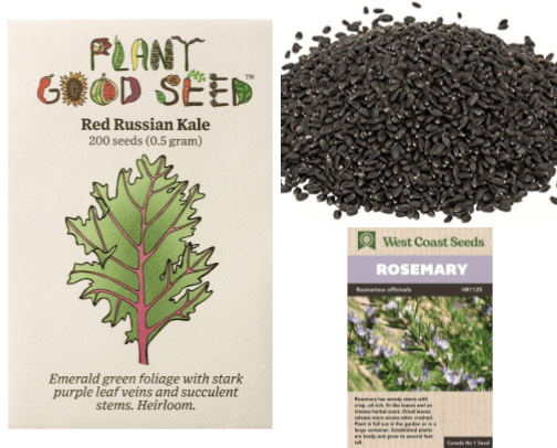 Seeds I buy to grow our own food cover photo collage