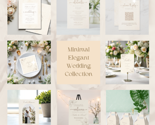Elegant Minimal Simple Floral Off White Wedding cover photo collage