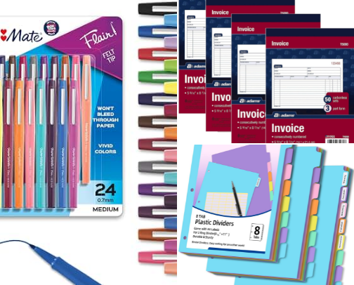 Office supplies and other essentials cover photo collage
