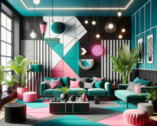 Memphis Design for a Guest Space cover photo collage