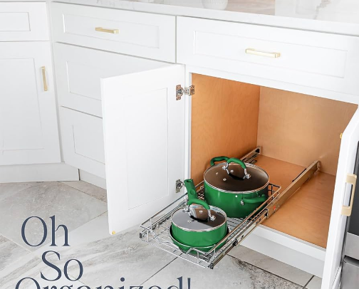 Kitchen cabinet roll-out storage cover photo collage