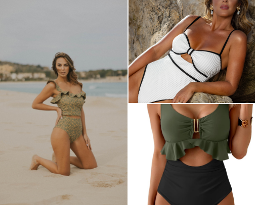 Supportive, stylish bikinis made for new-mom curves and confidence post partum cover photo collage