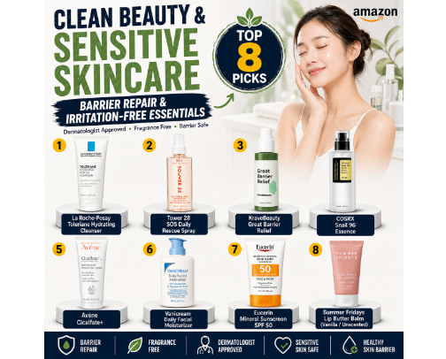 Clean Beauty & Sensitive Skincare: Barrier Repair & Irritation-Free Essentials cover photo collage