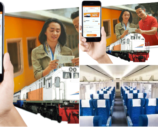 Tiket kereta api cover photo collage