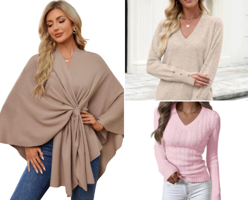 Elegant sweaters for women cover photo collage