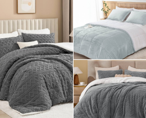 Best sherpa comforter sets for king beds cover photo collage