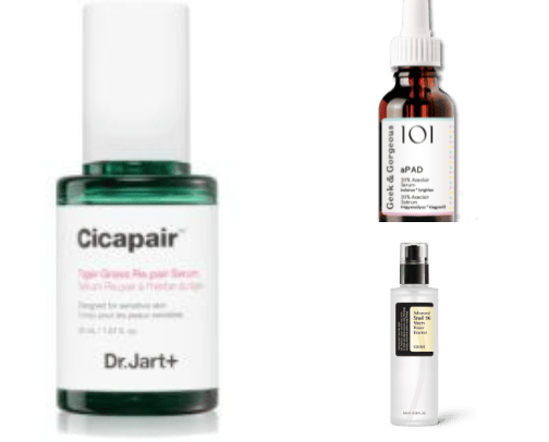 Anti-redness calming serums & creams cover photo collage