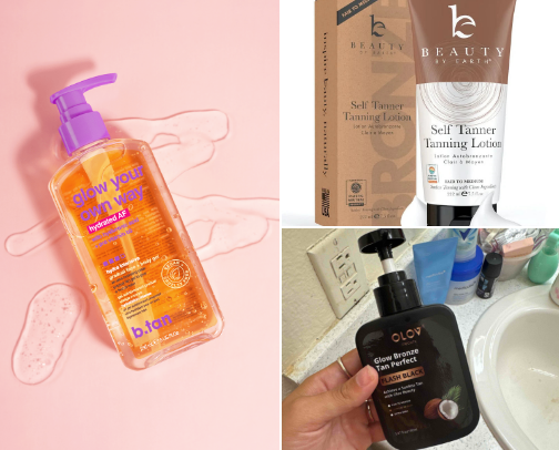Tanning products cover photo collage