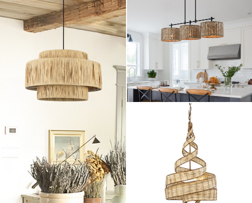 Use of natural materials in lighting. cover photo collage