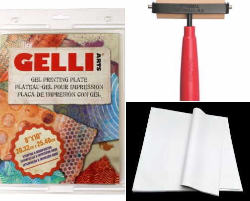 Must Have Art Supplies, Tools & Resources For Monoprinting (Gelli Printing) on Gel Plates cover photo collage
