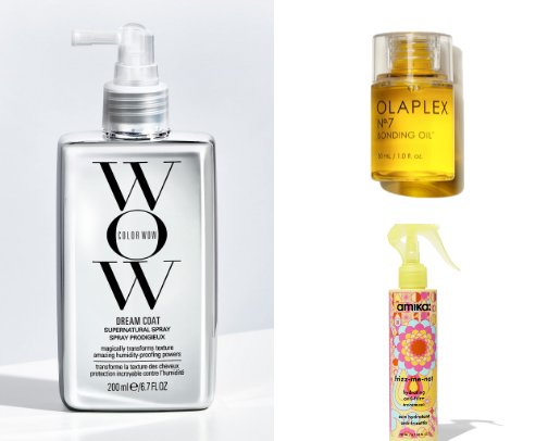 Frizz/ humidity- free essentials for when I straighten my hair/ do a blowout! cover photo collage