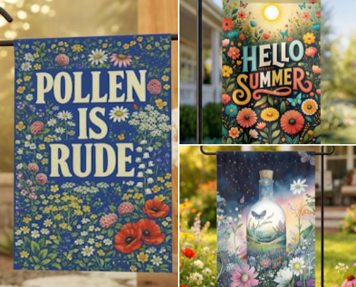 Happy Cottage Decor - Garden Flags cover photo collage