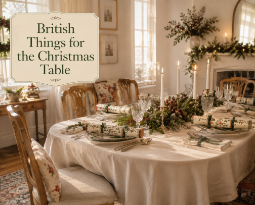 British things for the Christmas table cover photo collage