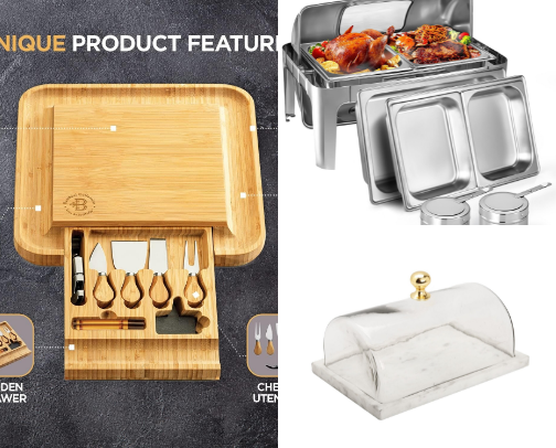 Practical and classy serving ware for parties and other get-togethers. cover photo collage