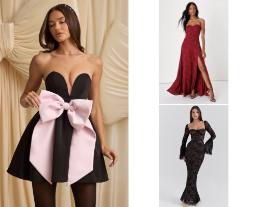 Dresses For - Glamorous Events, Fabulous dinners, Wedding Guest, Luxe Lunches. cover photo collage