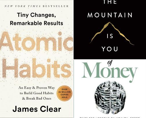 Level Up Your Life: Top Self-Improvement & Finance Reads cover photo collage