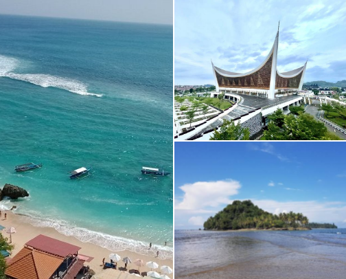 Tourist attractions in Padang, Indonesia cover photo collage