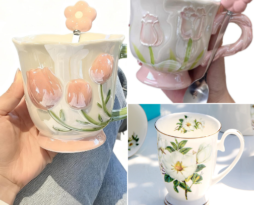 Floral Coffee Mugs cover photo collage