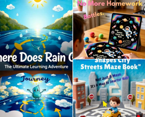 Stop Boredom Forever! Alphabet & Number Maze Flipbook Ages 6-11 – Instant Digital Adventure cover photo collage