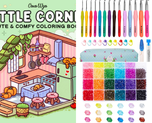 cozy hobby era 🌸🧸🎀🕯️💗🎨 cover photo collage