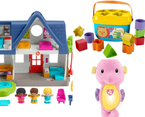 Fisher Price’s Top Toys as told by my 2.5 year old 🧸🪀🚂 cover photo collage
