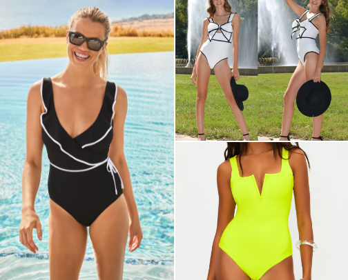 Swimsuits for the "Not So Hot MOM Bod" cover photo collage
