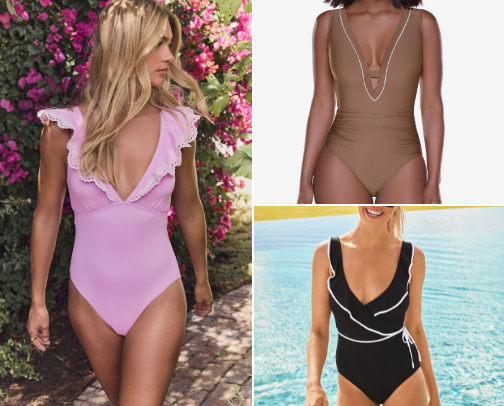 Swimsuits for the "Not So Hot MOM Bod" cover photo collage