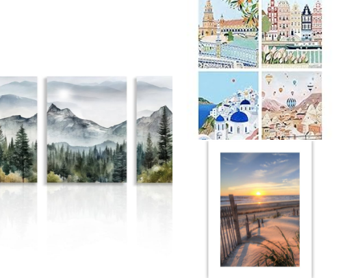 My Printed Wall Art Recommendations - My Favorite Prints: Landscapes & Decor, Trendy Art, Mystical, Celestial & Esoteric Art, Medieval Art, Sepia Art, Coffee Art... cover photo collage