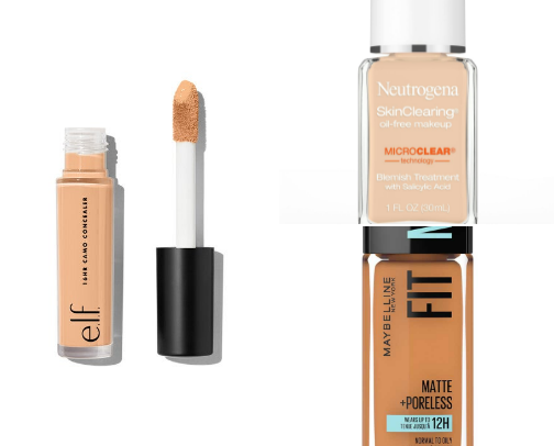 My FAV economic makeup products as an acne prone and sensitive skin girly!! cover photo collage