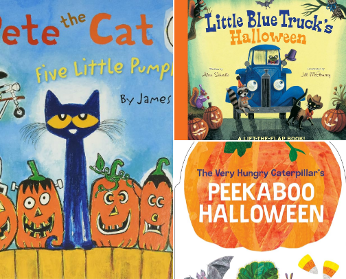 Toddler Fall and Halloween Book Recs cover photo collage