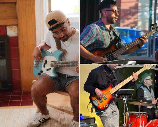 Bass guitar gear cover photo collage