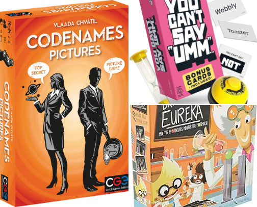 Unboring board games! Lots of laughs, fun competition and thinking skills (less scroll, more meaningful moments) cover photo collage