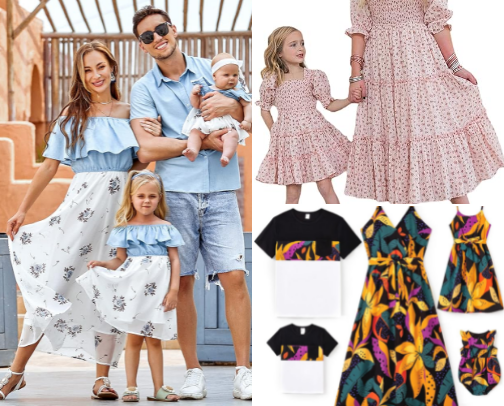 Family matching outfits cover photo collage