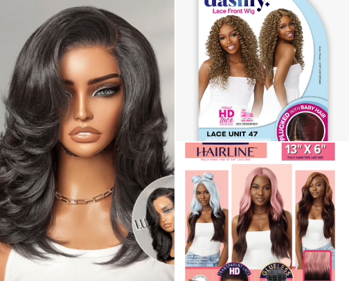 Top Lace front wigs for women. cover photo collage