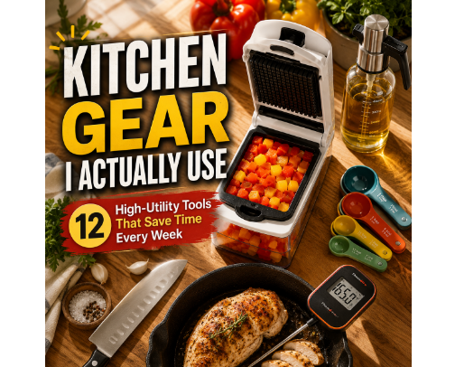 12 Kitchen Gadgets I Use Every Single Week (That Actually Save Time) cover photo collage