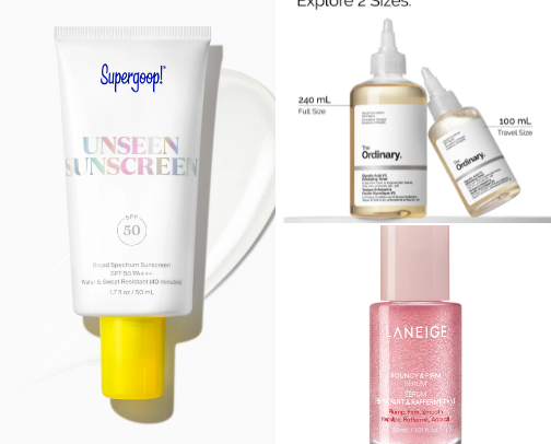 My go to skin care products cover photo collage