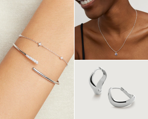 Beautiful silver jewelry for a clean girl look💍 cover photo collage