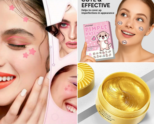 Cute Pimple Patches and eye mask for Acne Girlies cover photo collage