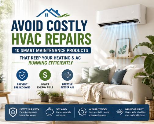 Avoid Costly HVAC Repairs: 20 Smart Maintenance Products That Keep Your Heating & AC Running Efficiently cover photo collage