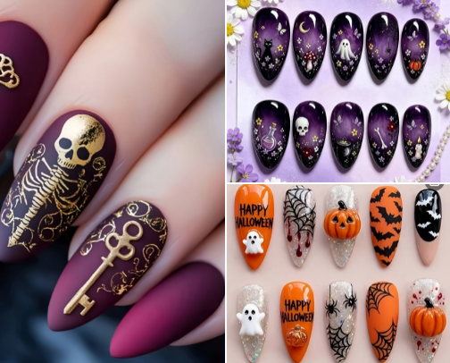 Spooky-Chic Halloween Press-On Nails for Every Costume & Mood cover photo collage