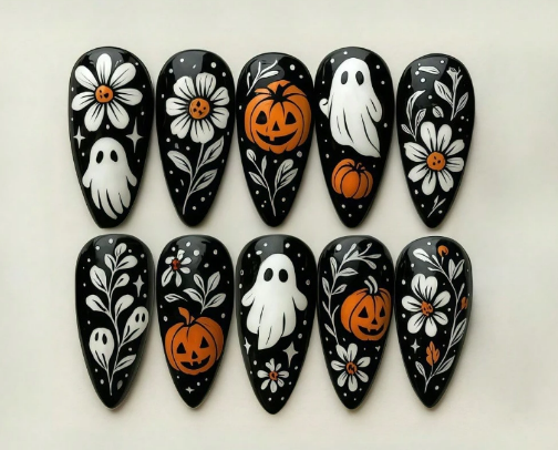 Spooky-Chic Halloween Press-On Nails for Every Costume & Mood cover photo collage