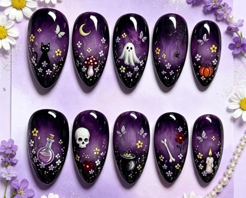 Spooky-Chic Halloween Press-On Nails for Every Costume & Mood cover photo collage