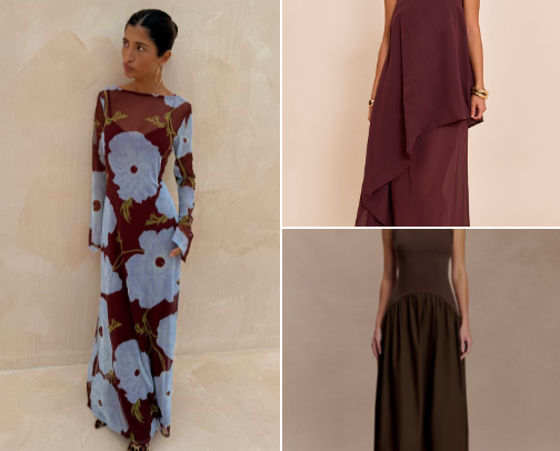 fall wedding guest dresses cover photo collage