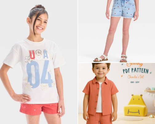 Kids summer clothes cover photo collage
