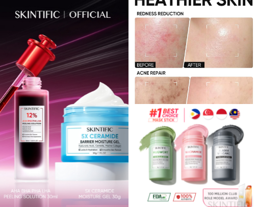 SKINTIFIC SKINCARES &POWDERS cover photo collage