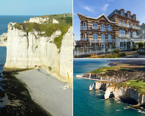 Hotel finds I’d keep in mind, Cliffs, Garden Walks, Sea Views & a Cozy Coastal Stay Etretat, France cover photo collage