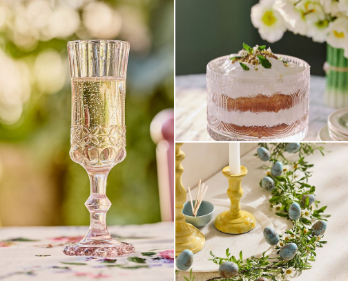 Easter Table Decor & Vintage Spring Accents
Gingham linens, carrot candles, pastel glassware and charming mantel details cover photo collage